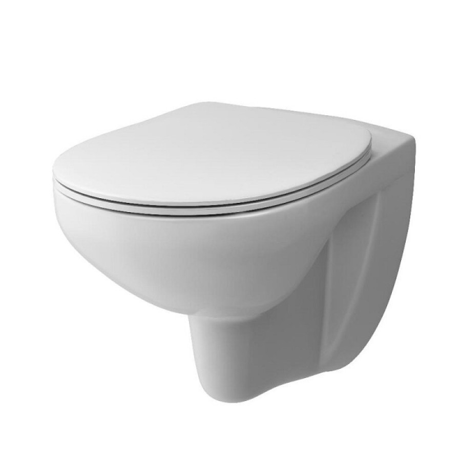 Подвесной безободковый унитаз Damixa Elder DX17C1700SC, с сиденьем микролифт, цвет белый