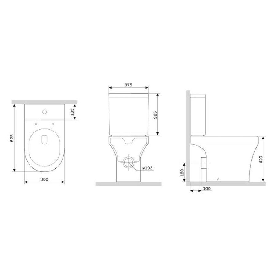 Напольный безободковый унитаз-компакт Damixa Skyline DX35C8600SC, крышка микролифт