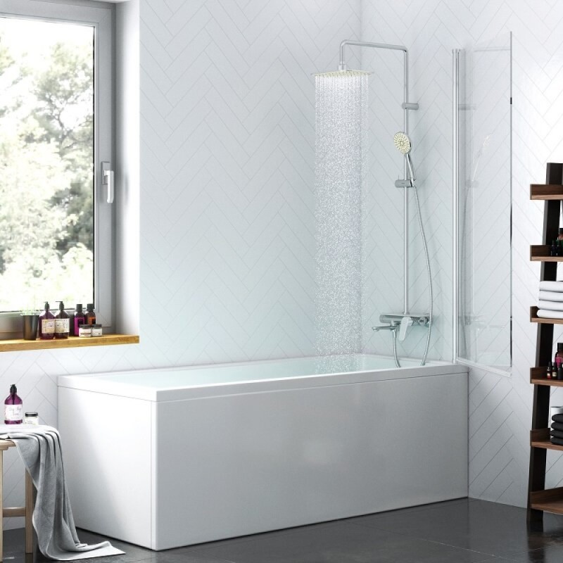 Душевая шторка на ванну Damixa Skyline, 80 х 140 см, поворотная, профиль хром, стекло прозрачное, DX35WBS-D080-140MT