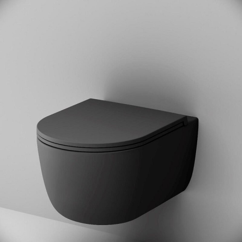 Подвесной безободковый унитаз Damixa Sirius DX86C1700MBSC, с сиденьем микролифт, черный матовый