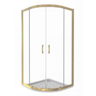 Душевое ограждение Good Door Jazze R-80-C-G, 80 х 80 х 185 см, стекло прозрачное, профиль золото, ДЖ00052