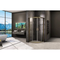 Душевое ограждение Good Door Jazze R-80-C-G, 80 х 80 х 185 см, стекло прозрачное, профиль золото, ДЖ00052