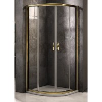 Душевое ограждение Good Door Jazze R-80-C-G, 80 х 80 х 185 см, стекло прозрачное, профиль золото, ДЖ00052