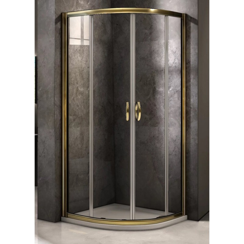 Душевое ограждение Good Door Jazze R-80-C-G, 80 х 80 х 185 см, стекло прозрачное, профиль золото, ДЖ00052