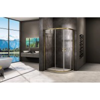 Душевое ограждение Good Door Jazze R-120-C-G, 80 х 120 х 185 см, стекло прозрачное, профиль золото, ДЖ00053