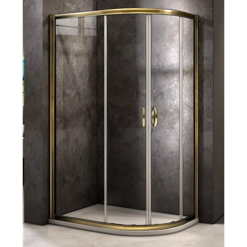 Душевое ограждение Good Door Jazze R-120-C-G, 80 х 120 х 185 см, стекло прозрачное, профиль золото, ДЖ00053