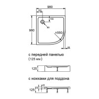 Поддон Orange E01-100TB/T, 100 x 100 см, с сифоном