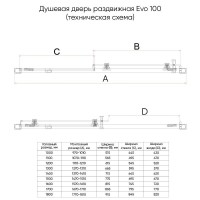 Душевая дверь в нишу Veconi Evo 100 G E1-G-120-01-C9, 120 см, стекло прозрачное, профиль золото брашинг