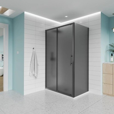 Душевой уголок Veconi Evo 100SP B, E1-SP-B-100120-12-C9, 100 x 120 см, стекло тонированное, профиль черный матовый