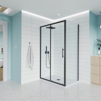 Душевой уголок Veconi Evo 100SP B, E1-SP-B-110110-01-C9, 110 x 110 см, стекло прозрачное, профиль черный матовый
