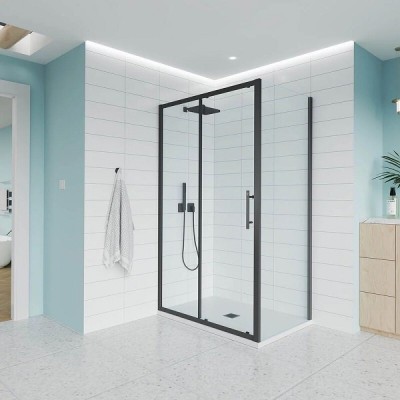 Душевой уголок Veconi Evo 100SP B, E1-SP-B-110120-01-C9, 110 x 120 см, стекло прозрачное, профиль черный матовый