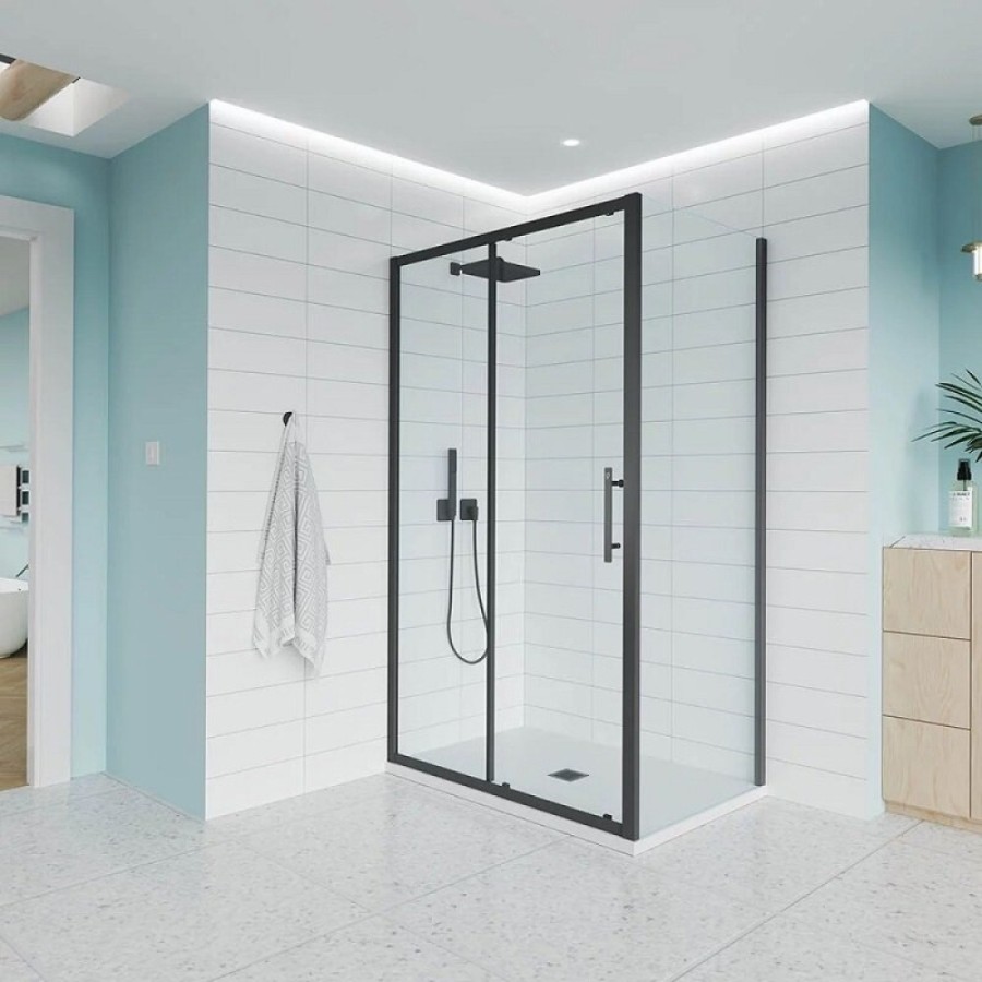 Душевой уголок Veconi Evo 100SP B, E1-SP-B-140100-01-C9, 140 x 100 см, стекло прозрачное, профиль черный матовый