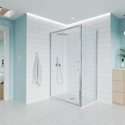 Душевой уголок Veconi Evo 100SP CH, E1-SP-CH-11090-01-C9, 110 x 90 см, стекло прозрачное, профиль хром