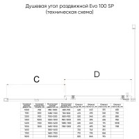 Душевой уголок Veconi Evo 100SP CH, E1-SP-CH-150120-01-C9, 150 x 120 см, стекло прозрачное, профиль хром