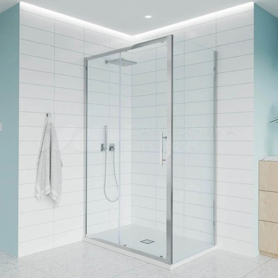 Душевой уголок Veconi Evo 100SP CH, E1-SP-CH-150120-01-C9, 150 x 120 см, стекло прозрачное, профиль хром
