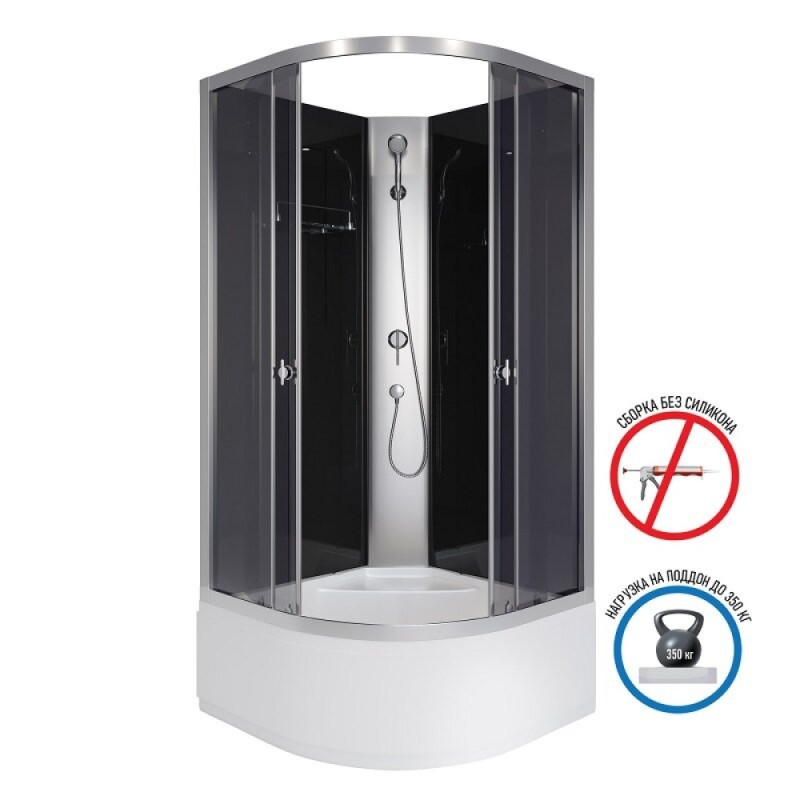 Душевая кабина Niagara Eco E100/40/TN/BK, 100 х 100 см, без крыши, стекло тонированное, профиль хром