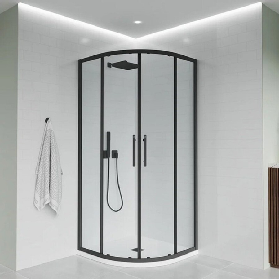 Душевой уголок Veconi Evo 200 B, E2-B-10090-01-C9, 100 x 90 см, стекло прозрачное, профиль черный матовый
