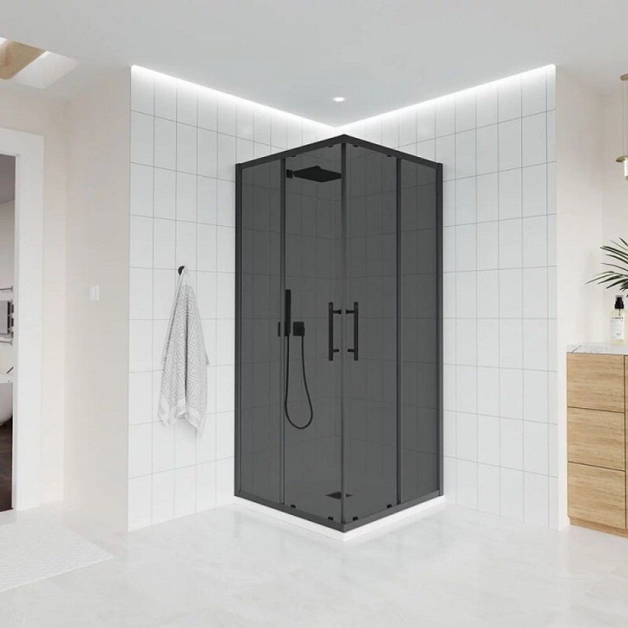 Душевой уголок Veconi Evo 300 B, E3-B-10080-12-C9, 100 x 80 см, стекло тонированное матовое, профиль черный матовый