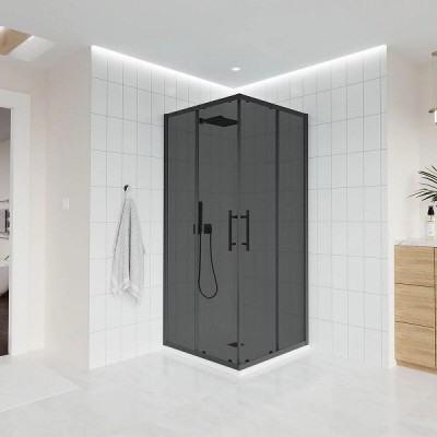 Душевой уголок Veconi Evo 300 B, E3-B-10090-12-C9, 100 x 90 см, стекло тонированное матовое, профиль черный матовый