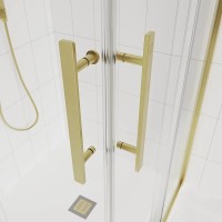 Душевой уголок Veconi Evo 300 G, E3-G-9090-01-C9, 90 x 90 см, стекло прозрачное, профиль золото брашинг