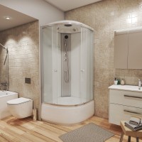 Душевая кабина Niagara Eco E80/40/MT, 80 х 80 см, с крышей, стекло матовое, профиль хром