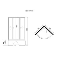 Душевая кабина Niagara Eco E80/40/MT/BK, 80 x 80, без крыши, стекло матовое, профиль серебро