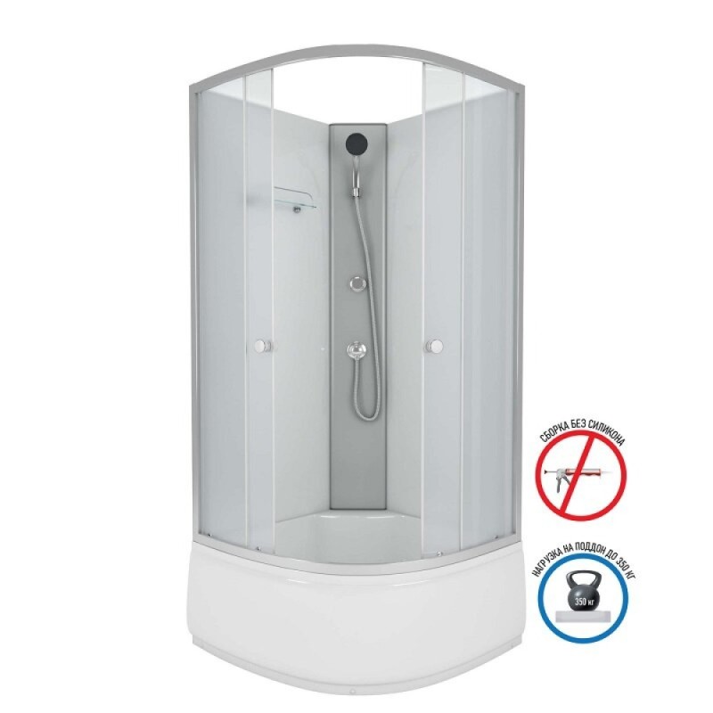 Душевая кабина Niagara Eco E80/40/MT/BK, 80 x 80, без крыши, стекло матовое, профиль серебро
