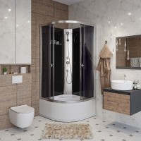 Душевая кабина Niagara Eco E80/40/TN/BK, 80 х 80 см, без крыши, стекло тонированное, профиль хром