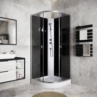 Душевая кабина Niagara Eco E90/13/TN/BK, 90 х 90 см, без крыши, стекло тонированное, профиль хром