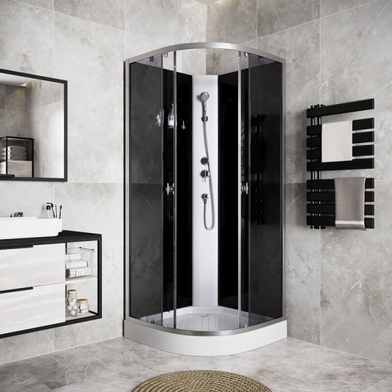 Душевая кабина Niagara Eco E90/13/TN/BK, 90 х 90 см, без крыши, стекло тонированное, профиль хром