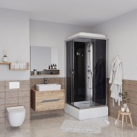 Душевая кабина Niagara Eco E90/26Q/TN, 90 х 90 см, с крышей, стекло тонированное, профиль хром