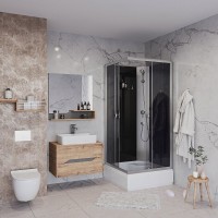 Душевая кабина Niagara Eco E90/26Q/TN/BK, 90 х 90 см, без крыши, стекло тонированное, профиль хром