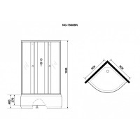 Душевая кабина Niagara Eco E90/40/TN/BK, 90 х 90 см, без крыши, стекло тонированное, профиль хром