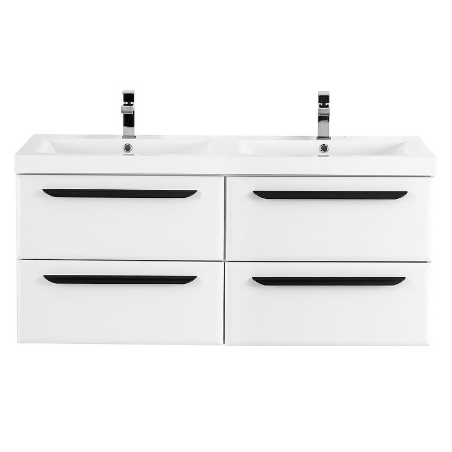 Тумба под раковину Cezares Eco-1200-4C-SO-2-BL, 120 см, подвесная, под раковину с двумя чашами, bianco lucido
