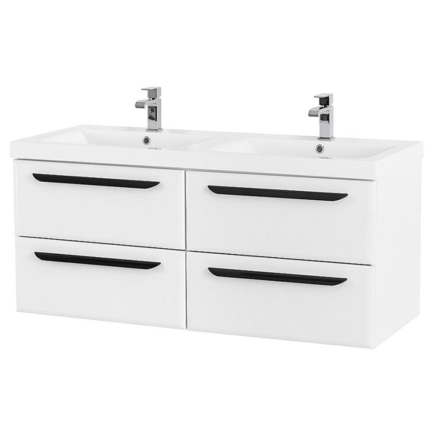 Тумба под раковину Cezares Eco-1200-4C-SO-2-BL, 120 см, подвесная, под раковину с двумя чашами, bianco lucido