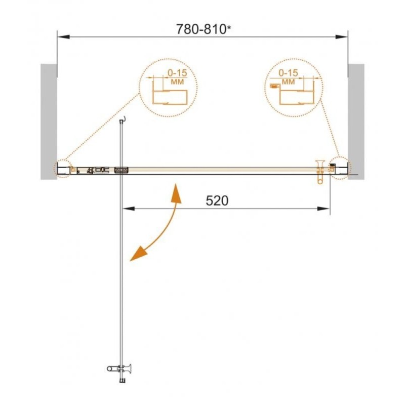 Душевая дверь Cezares ECO-BA-1-80-Cr, 80 см