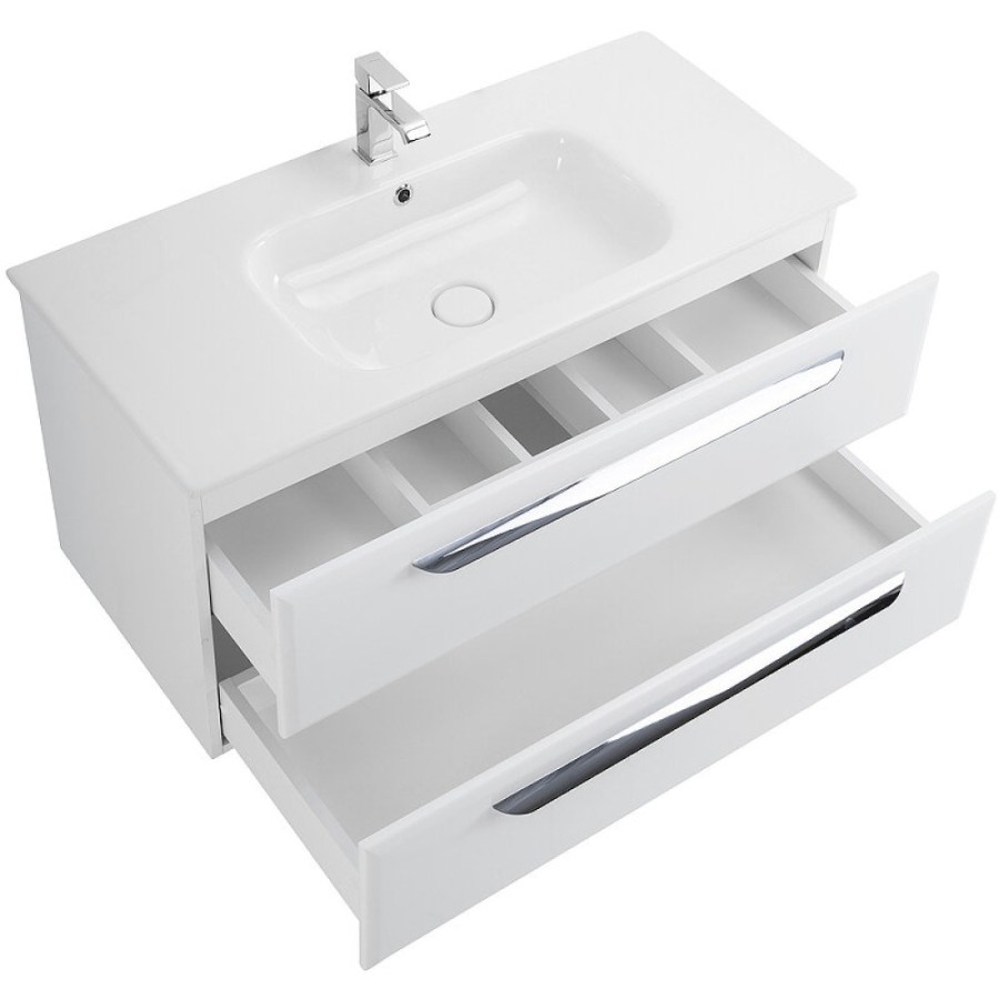 Тумба под раковину Cezares Eco-Cer-1000-2C-SO-BL, 100 см, подвесная, bianco lucido