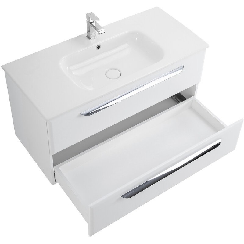 Тумба под раковину Cezares Eco-Cer-1000-2C-SO-BL, 100 см, подвесная, bianco lucido