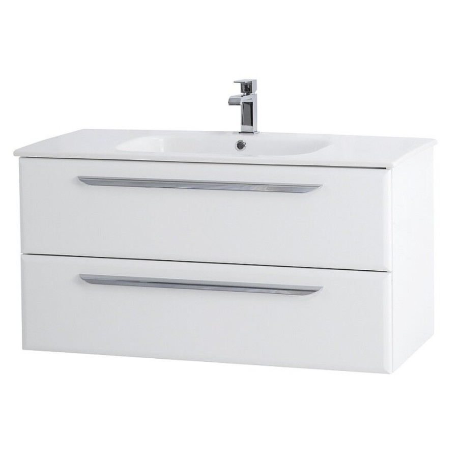 Тумба под раковину Cezares Eco-Cer-1000-2C-SO-BL, 100 см, подвесная, bianco lucido