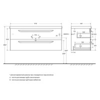 Тумба под раковину Cezares Eco-Cer-1200-2C-SO-SPF-P, 100 см, подвесная, sapfiro