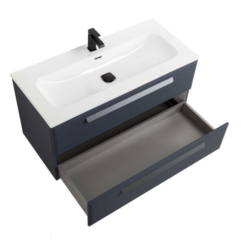 Тумба под раковину Cezares Eco-Cer-N-1000-2C-SO-GR-P, 100 см, подвесная, Grafito