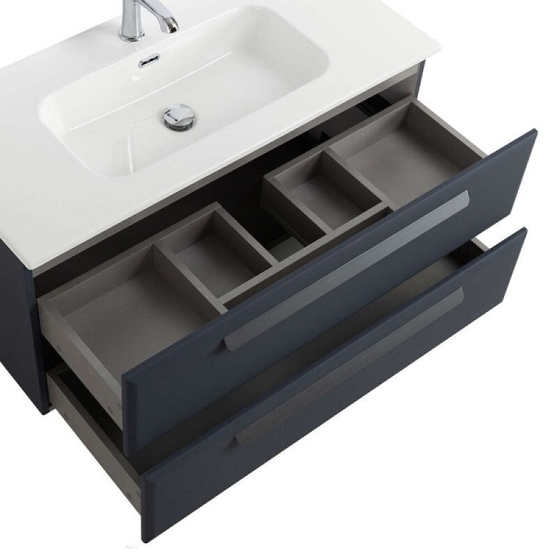 Тумба под раковину Cezares Eco-Cer-N-1000-2C-SO-GR-P, 100 см, подвесная, Grafito