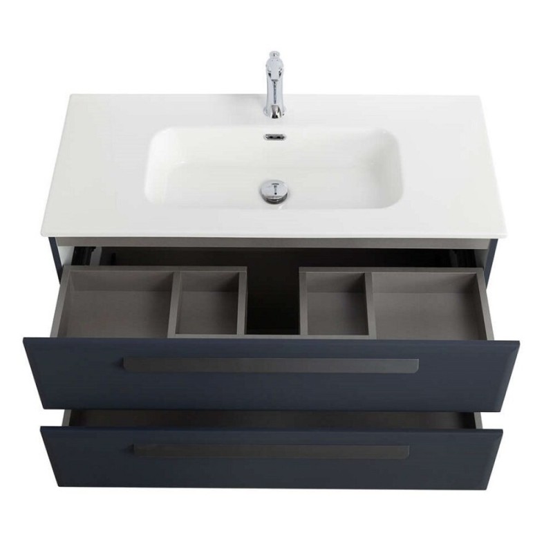 Тумба под раковину Cezares Eco-Cer-N-1000-2C-SO-GR-P, 100 см, подвесная, Grafito