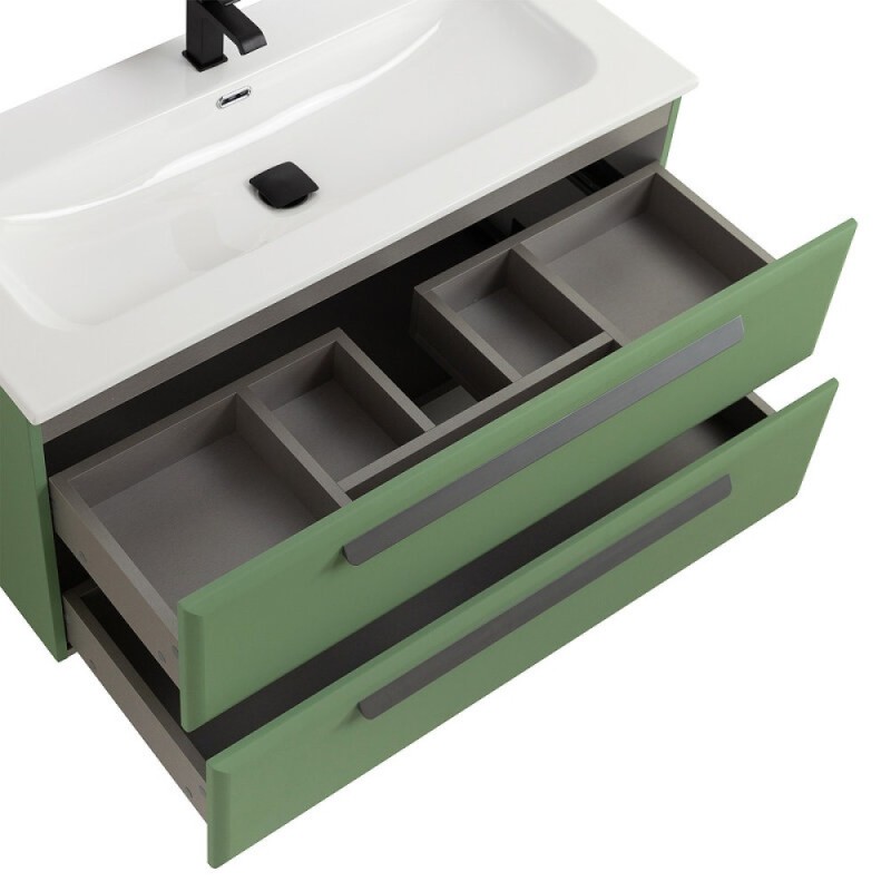 Тумба под раковину Cezares Eco-Cer-N-1000-2C-SO-PS-P, 100 см, подвесная, фисташковый софт