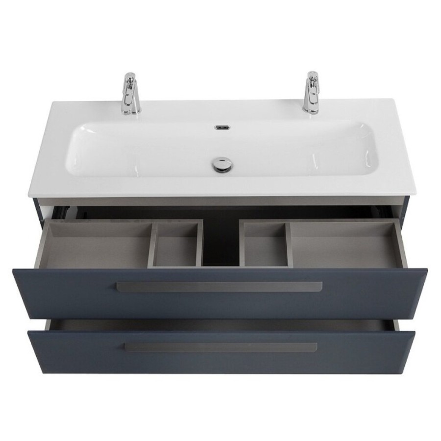Тумба под раковину Cezares Eco-Cer-N-1200-2C-SO-GR-P, 120 см, подвесная, Grafito