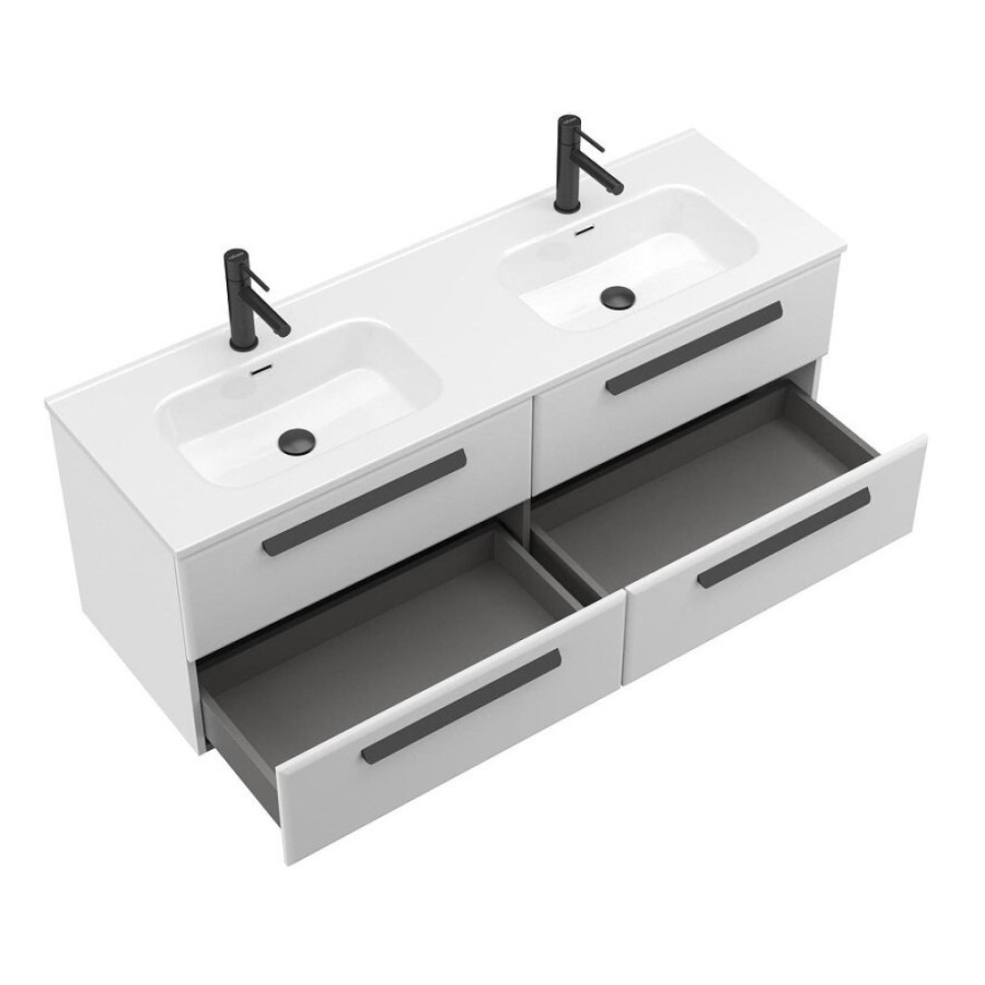 Тумба под раковину Cezares Eco-Cer-N-1400-4C-SO-2-BL, 140 см, подвесная, Bianco Lucido
