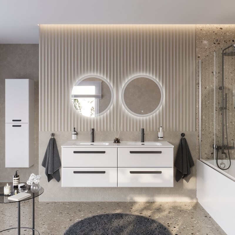 Тумба под раковину Cezares Eco-Cer-N-1400-4C-SO-2-BL, 140 см, подвесная, Bianco Lucido