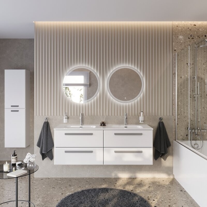 Тумба под раковину Cezares Eco-Cer-N-1400-4C-SO-2-BL, 140 см, подвесная, Bianco Lucido
