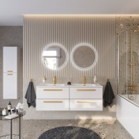 Тумба под раковину Cezares Eco-Cer-N-1400-4C-SO-2-BL, 140 см, подвесная, Bianco Lucido