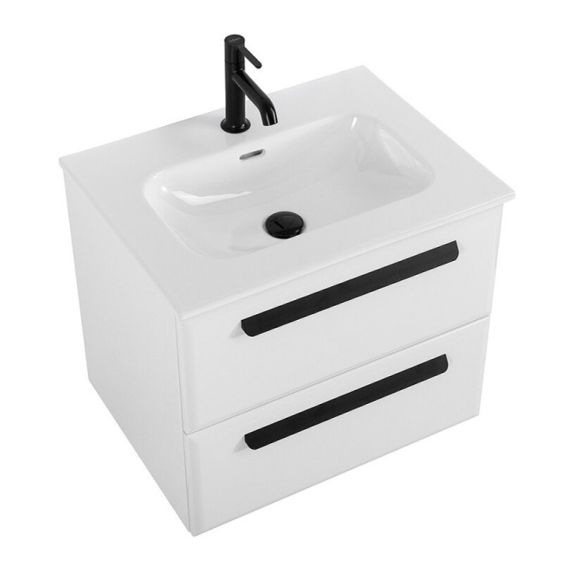 Тумба под раковину Cezares Eco-Cer-N-600-2C-SO-BL, 60 см, подвесная, Bianco Lucido